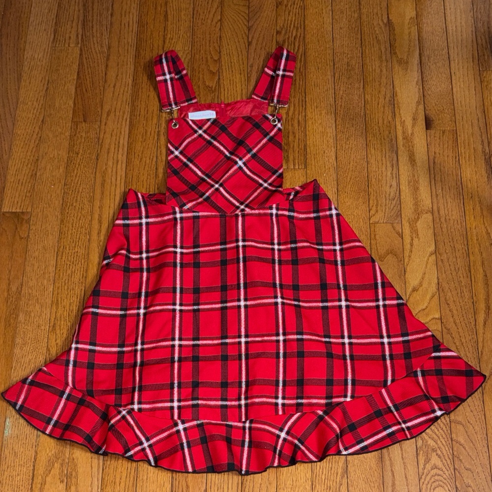 Bonnie Jean Red Plaid Kids Overalls
